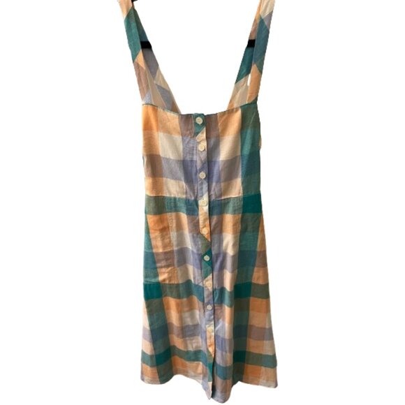 Madewell Tank Button-Front Midi Dress in Rainbow Check Size 6 NWOT - Picture 6 of 10